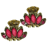 2x Haargreifer Haarklammer Metall Strass Vintage rosa gold 5278